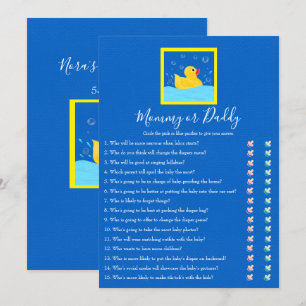 Invitation Jeu de Baby Shower de Maman et Papa Canard en Caou