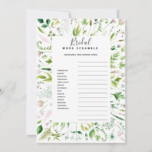 Invitation Jeu de baby shower de mariée à la bousculade WORD (Devant)