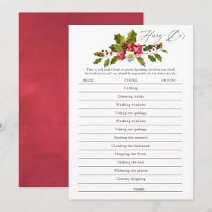 Invitation Jeu de Baby Shower de Noël Floral Holly