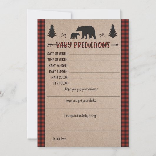 Invitation Jeu de Baby shower de prédictions de bûcherons de  (Devant)