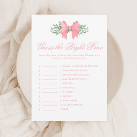 Invitation Jeu de Baby Shower : Devinez le Prix du Ruban Rose