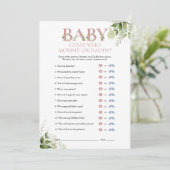 Invitation Jeu de baby shower Devinez qui Maman Papa Feuillag (Debout devant)