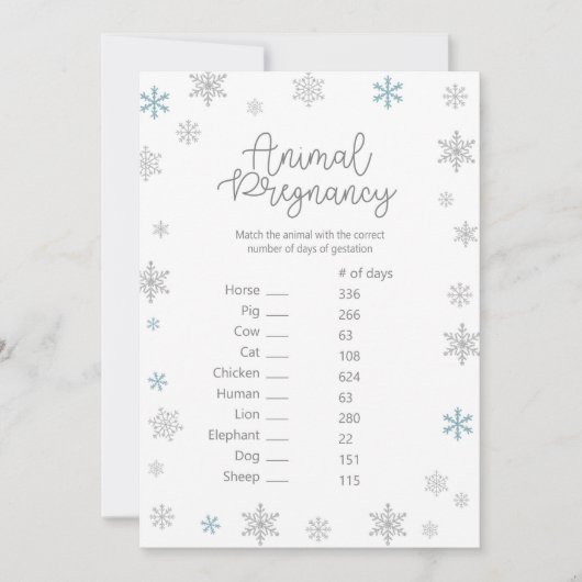 Invitation Jeu de Baby shower d'hiver avec réponse retour tai (Devant)