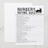 Invitation Jeu de Baby shower du quiz de rime de la pépinière (Devant / Derrière)