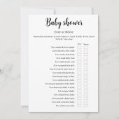 Invitation Jeu de Baby Shower Ever ou Never imprimable (Devant)