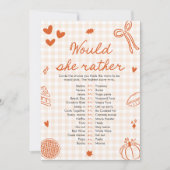 Invitation Jeu de Baby Shower "Fall Hand Drawn" : Préférerait (Devant)