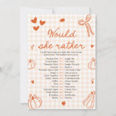 Invitation Jeu de baby shower « Fall Pumpkin Would She Rather (Devant)