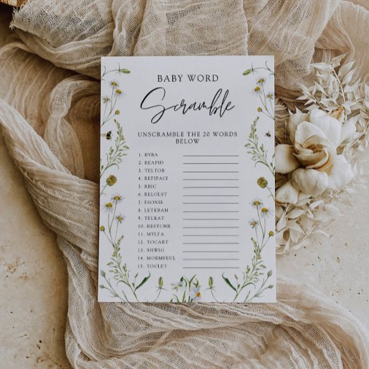 Invitation Jeu de Baby shower fleur sauvage - Brouillage de m