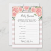 Invitation Jeu de Baby shower Fleurs Roses (Devant)