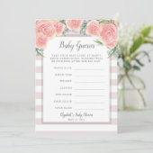 Invitation Jeu de Baby shower Fleurs Roses (Debout devant)