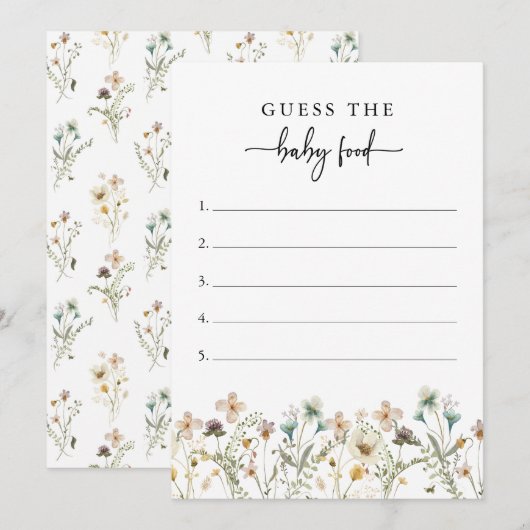 Invitation Jeu de Baby shower floral (Devant / Derrière)