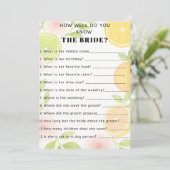 Invitation Jeu de Baby Shower Floral Citronné pour une Mariée (Debout devant)