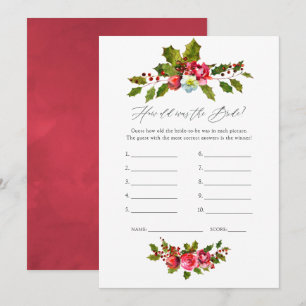 Invitation Jeu de Baby Shower Floral de Noël sur le thème de