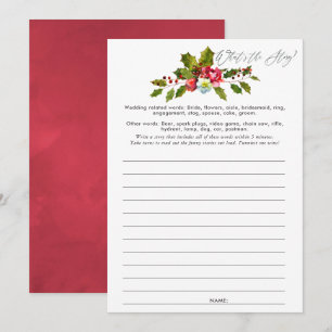 Invitation Jeu de Baby Shower Floral de Noël sur le thème de