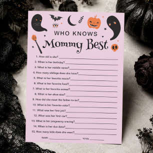 Invitation Jeu de Baby Shower Halloween Qui Connaît le Mieux
