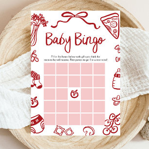 Invitation Jeu de baby shower italien bébé bingo dessiné à la