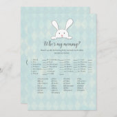 Invitation Jeu de Baby Shower 'Lapin blanc qui est ma maman' (Devant / Derrière)