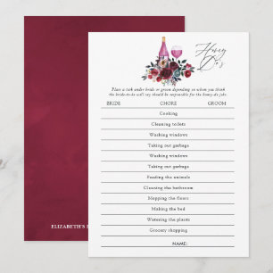 Invitation Jeu de baby shower mariage dégustation de vin bord