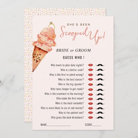 Invitation Jeu de Baby Shower Mariage : Devine qui est scoopé (Devant / Derrière)