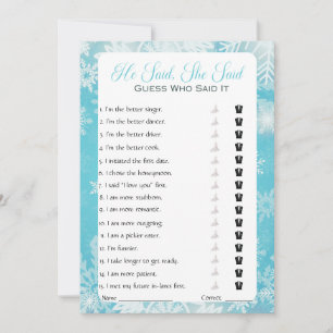 Invitation Jeu de Baby Shower Mariage 'Il a dit, Elle a dit'