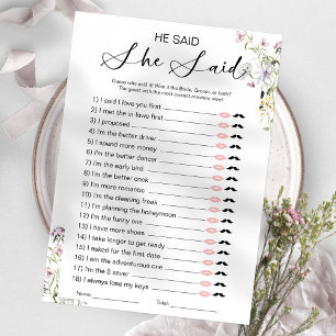 Invitation Jeu de Baby Shower Mariage Il a Dit Elle a Dit