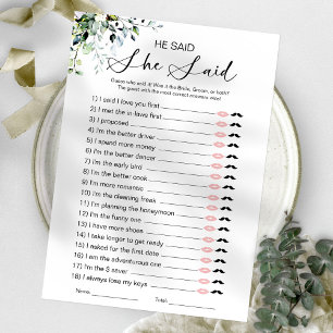 Invitation Jeu de Baby Shower Mariage Il a Dit Elle a Dit