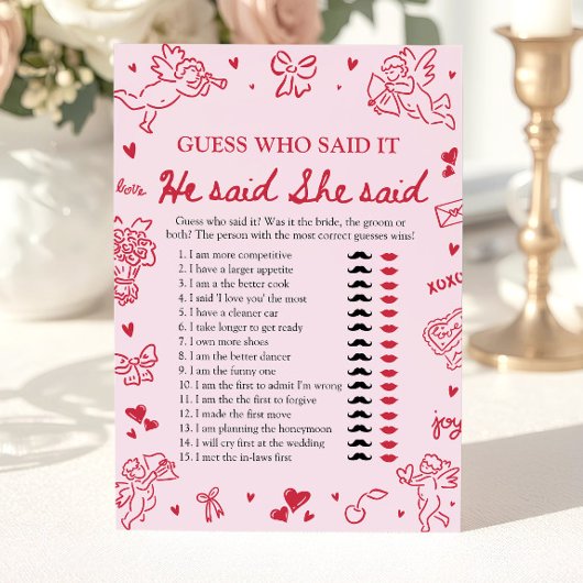 Invitation Jeu de Baby Shower Mariage Rose Saint Valentin Il