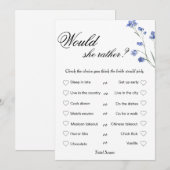 Invitation Jeu de Baby Shower Moderne, Qui connaît la Mariée (Devant / Derrière)