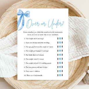 Invitation Jeu de Baby Shower 'Nœud Bleu Élégant Au-Dessus ou