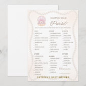 Invitation Jeu de Baby Shower Perle - Nom éditable, 5x7 (Devant / Derrière)