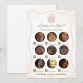 Invitation Jeu de Baby Shower Perle - Nom éditable, 5x7 (Devant / Derrière)