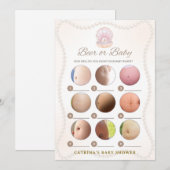 Invitation Jeu de Baby Shower Perle - Nom éditable, 5x7 (Devant / Derrière)