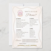 Invitation Jeu de Baby Shower Perle - Nom éditable, 5x7 (Devant)