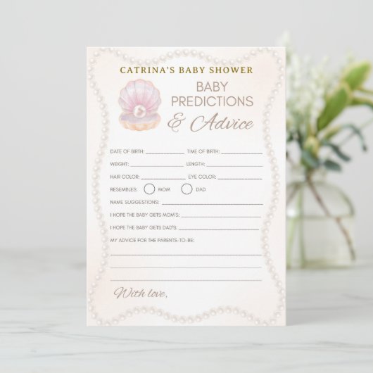 Invitation Jeu de Baby Shower Perle - Nom éditable, 5x7 (Debout devant)