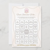 Invitation Jeu de Baby Shower Perle - Nom éditable, 5x7 (Devant)