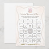 Invitation Jeu de Baby Shower Perle - Nom éditable, 5x7 (Devant / Derrière)