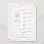 Invitation Jeu de Baby Shower Perle - Nom éditable, 5x7 (Dos)