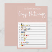 Invitation Jeu de baby shower pictionnaire Emoji rose vif (Devant / Derrière)