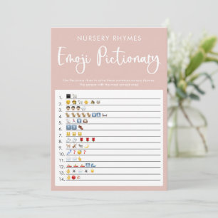 Invitation Jeu de baby shower pictionnaire Emoji rose vif