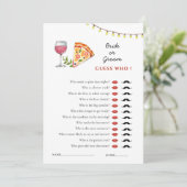 Invitation Jeu de baby shower "Pizza et Amour 'Devinez qui'"  (Debout devant)