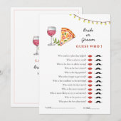 Invitation Jeu de baby shower "Pizza et Amour 'Devinez qui'"  (Devant / Derrière)