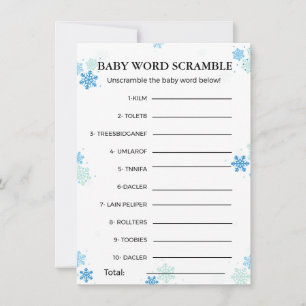 Invitation Jeu de baby shower pour bébé hivernal scramble