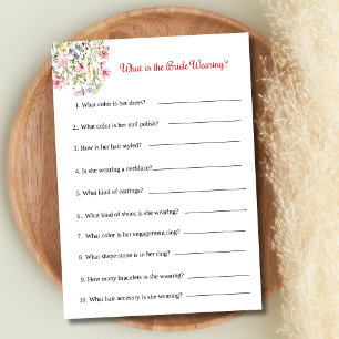 Invitation Jeu de Baby Shower Qu'est-ce que la mariée porte