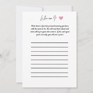 Invitation Jeu de Baby Shower - Qui suis-je?