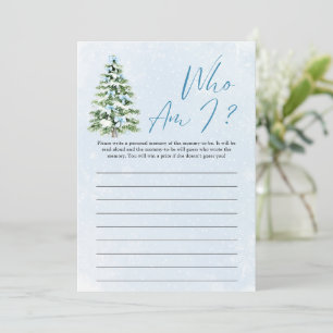 Invitation Jeu de Baby Shower 'Qui suis-je' avec un Sapin de