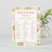 Invitation Jeu de baby shower Qu'y a-t-il dans votre sac (Debout devant)