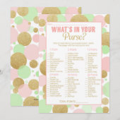 Invitation Jeu de baby shower Qu'y a-t-il dans votre sac (Devant / Derrière)