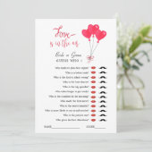 Invitation Jeu de Baby Shower Red & White Hearts pour mariage (Debout devant)