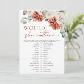 Invitation Jeu de Baby Shower 'Red Winter Would She Rather' (Debout devant)