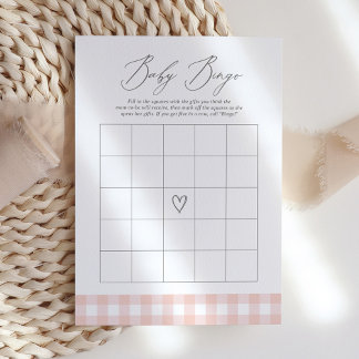 Invitation Jeu de Baby shower rose En vichy